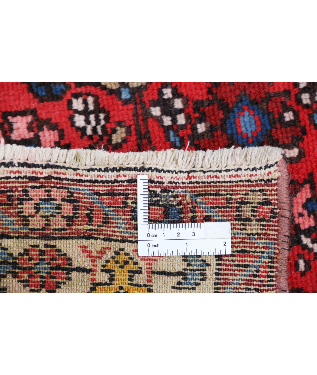 Hand Knotted Persian Hamadan Wool Rug - 4'0'' x 9'8'' 4'0'' x 9'8'' (120 X 290) / Red / Ivory