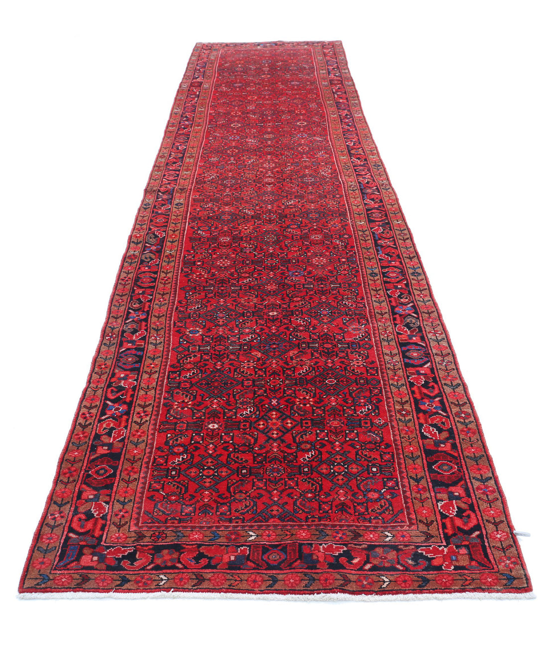 Hand Knotted Persian Hamadan Wool Rug - 3'10'' x 17'0'' 3'10'' x 17'0'' (115 X 510) / Red / Black