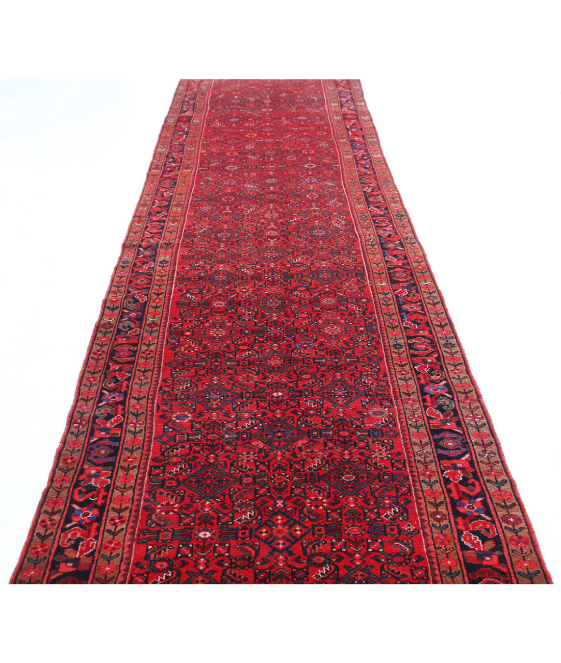 Hand Knotted Persian Hamadan Wool Rug - 3'10'' x 17'0'' 3'10'' x 17'0'' (115 X 510) / Red / Black