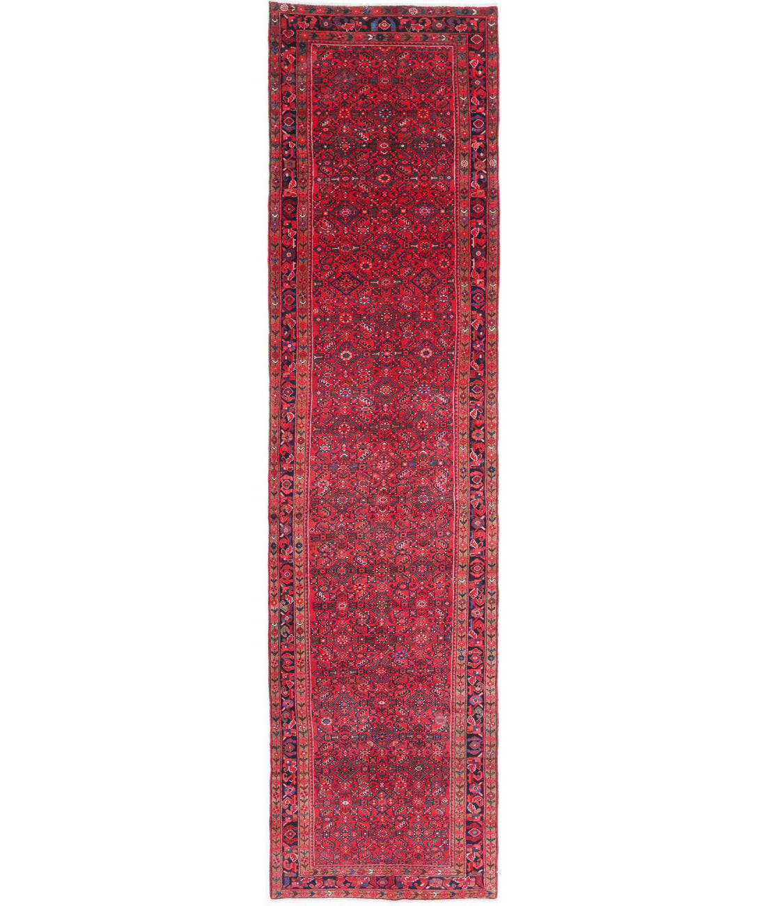 Hand Knotted Oriental Hamadan Wool Rug - 3'10'' x 17'0''