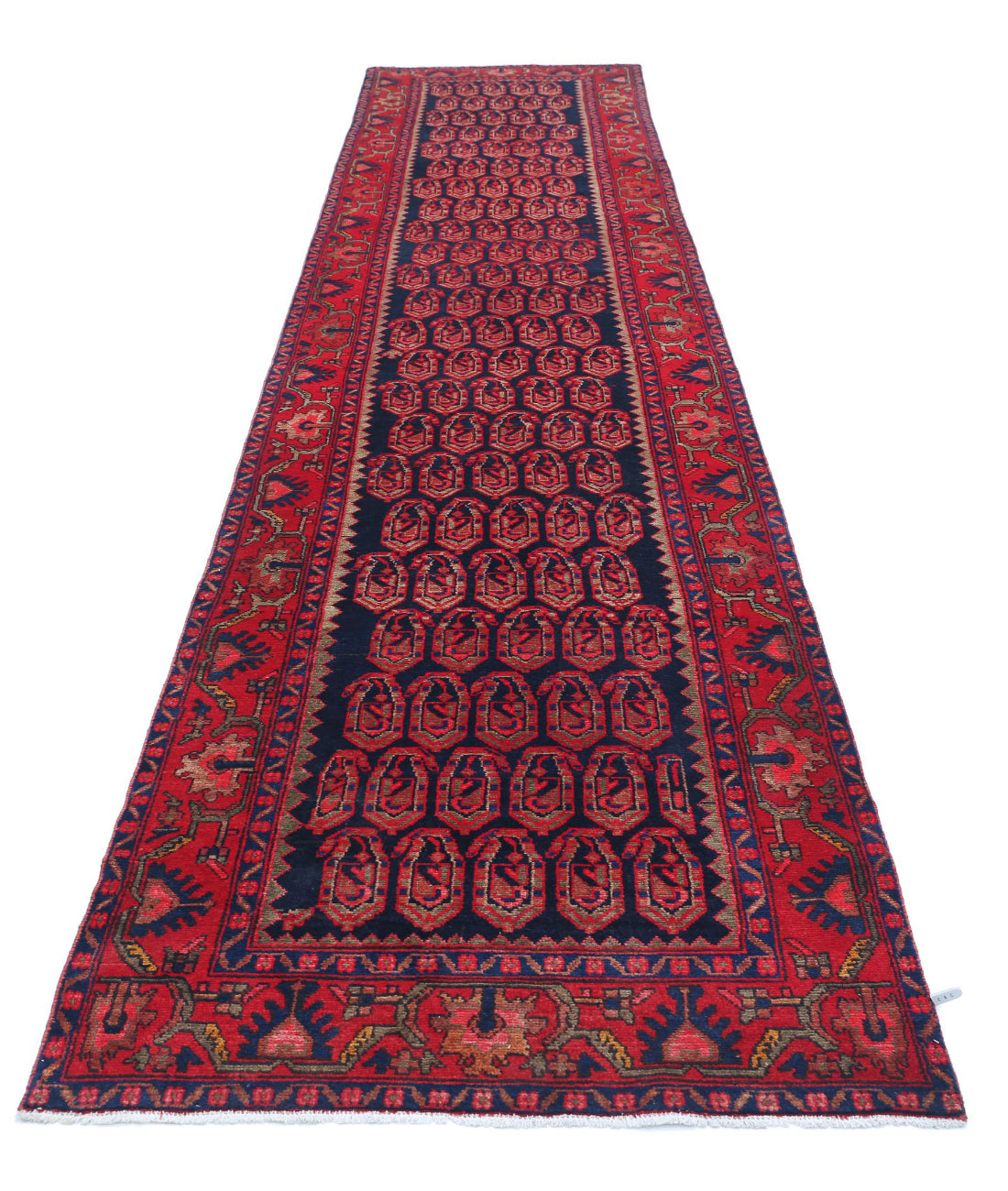 Hand Knotted Persian Hamadan Wool Rug - 3'7'' x 17'4'' 3'7'' x 17'4'' (108 X 520) / Blue / Red