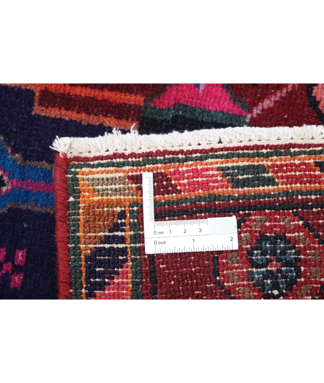 Hand Knotted Persian Hamadan Wool Rug - 4'6'' x 9'8'' 4'6'' x 9'8'' (135 X 290) / Black / Burgundy