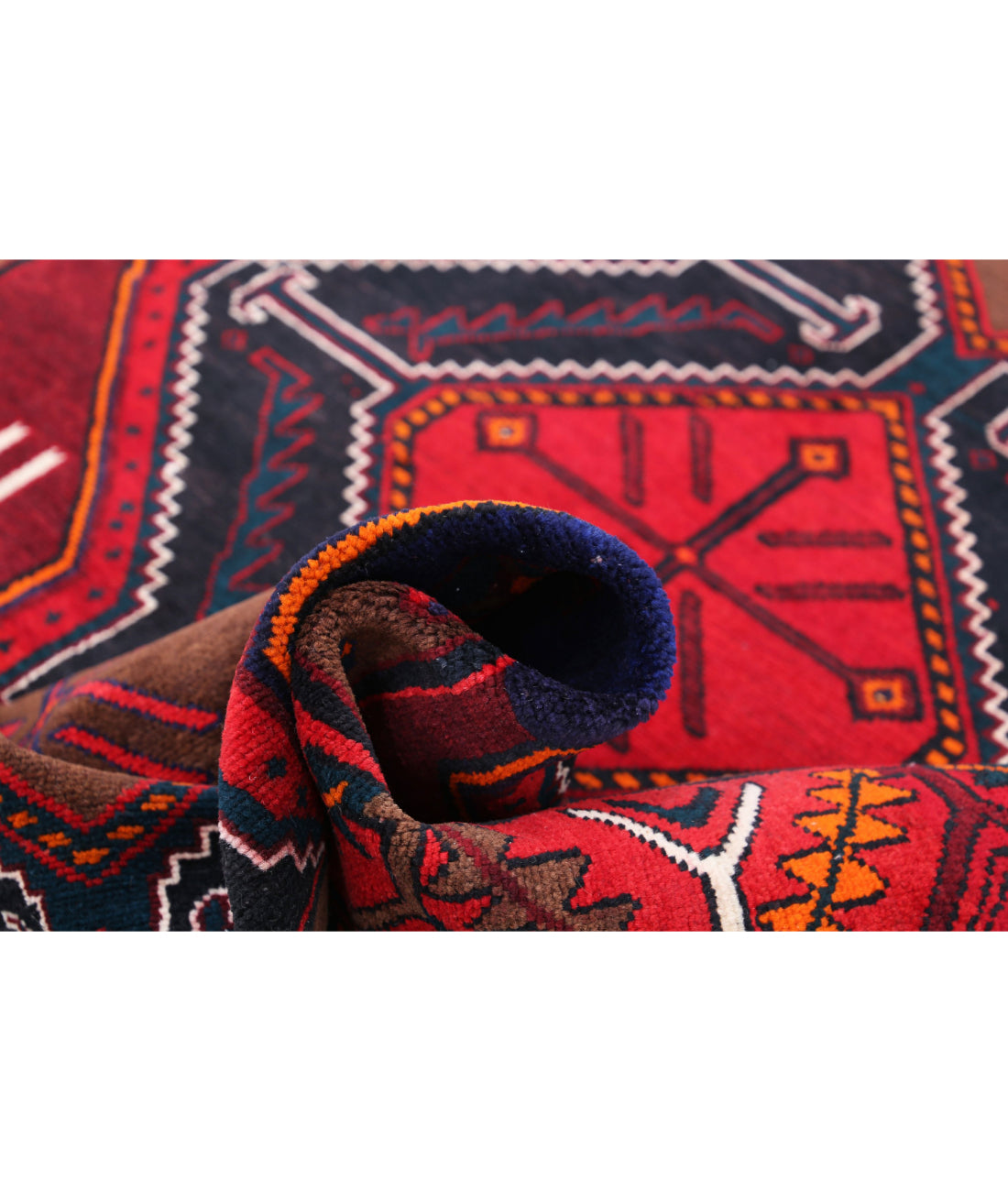 Hand Knotted Persian Hamadan Wool Rug - 5'3'' x 10'4'' 5'3'' x 10'4'' (158 X 310) / Black / Red