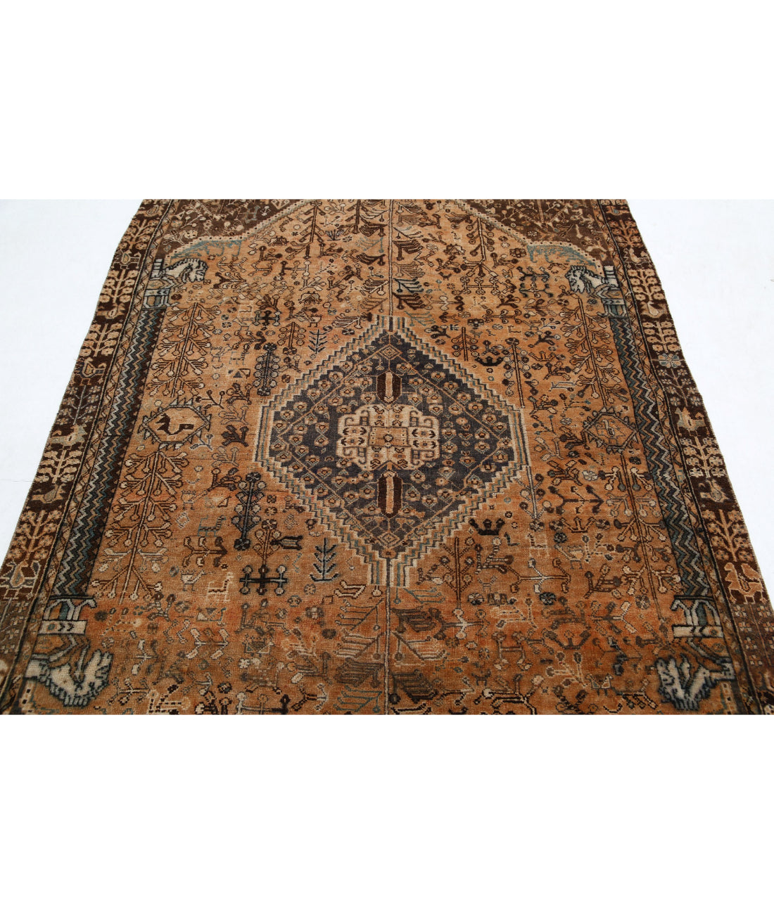 Hand Knotted Vintage Persian Hamadan Wool Rug - 4'10'' x 7'9'' 4'10'' x 7'9'' (145 X 233) / Rust / Grey