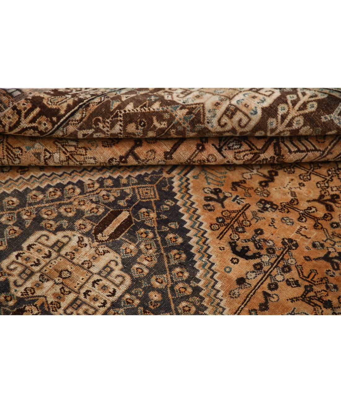 Hand Knotted Vintage Persian Hamadan Wool Rug - 4'10'' x 7'9'' 4'10'' x 7'9'' (145 X 233) / Rust / Grey