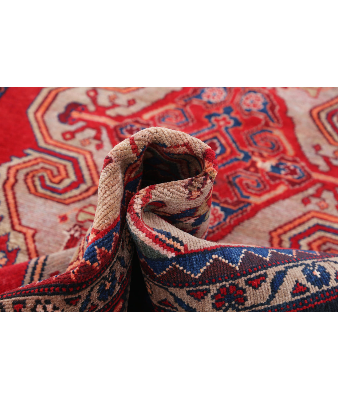 Hand Knotted Persian Hamadan Wool Rug - 4'7'' x 8'9'' 4'7'' x 8'9'' (138 X 263) / Red / Blue