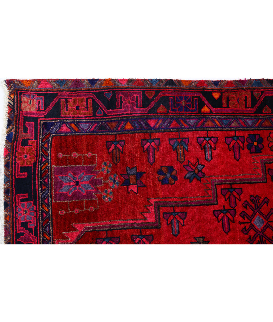 Hand Knotted Persian Hamadan Wool Rug - 4'10'' x 8'9'' 4'10'' x 8'9'' (145 X 263) / Red / Pink