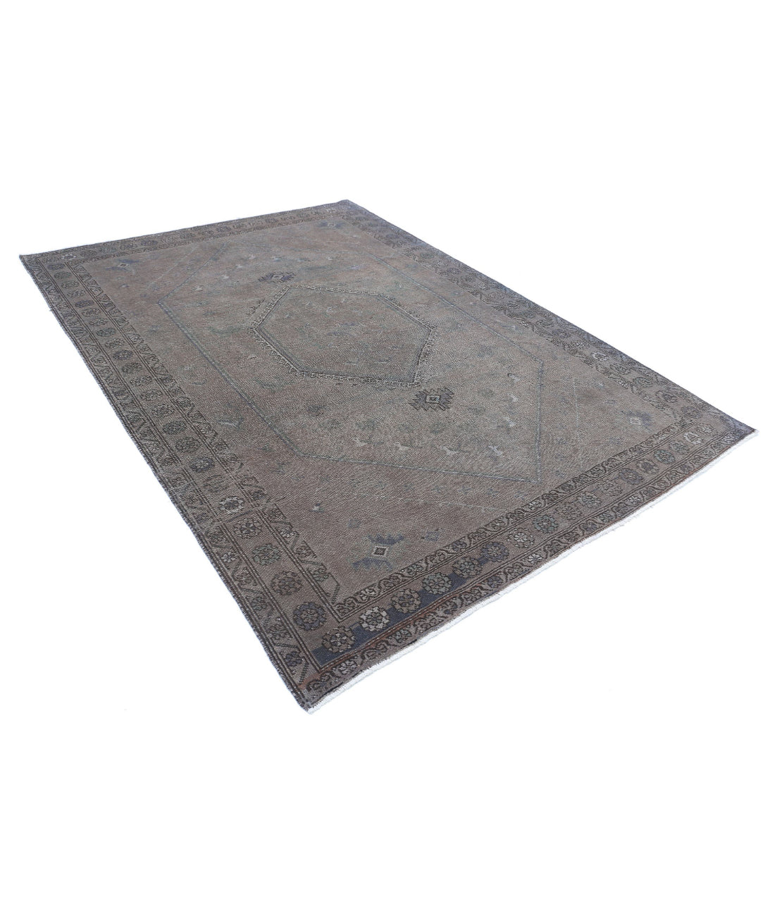 Hand Knotted Transitional Overdye Hamadan Wool Rug - 6'8'' x 9'5'' 6'8'' x 9'5'' (200 X 283) / Brown / Charcoal