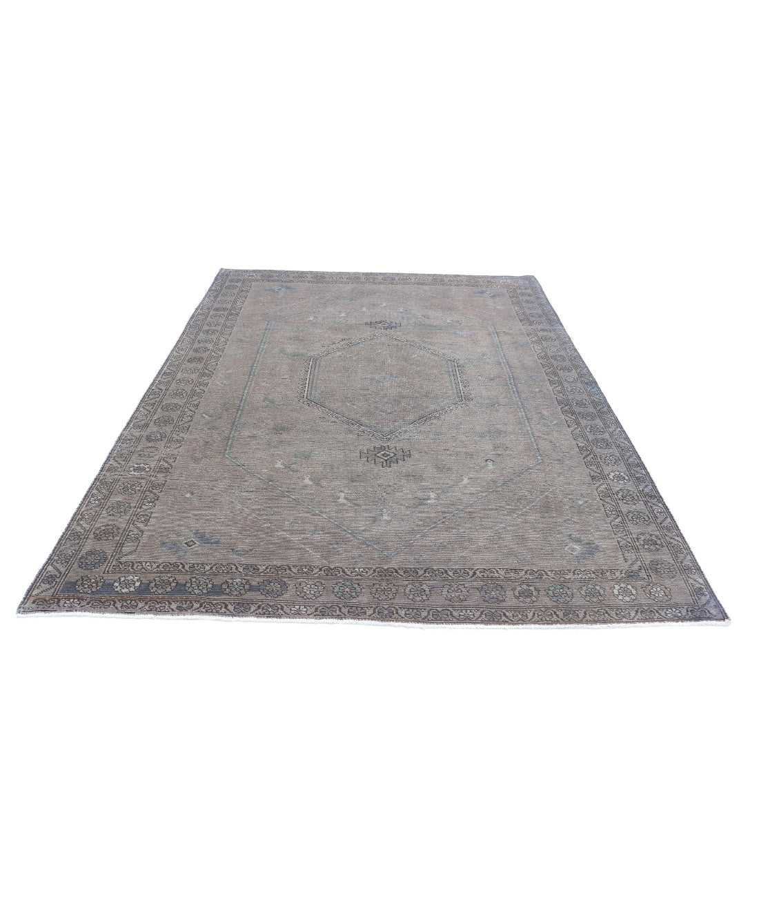 Hand Knotted Transitional Overdye Hamadan Wool Rug - 6'8'' x 9'5'' 6'8'' x 9'5'' (200 X 283) / Brown / Charcoal