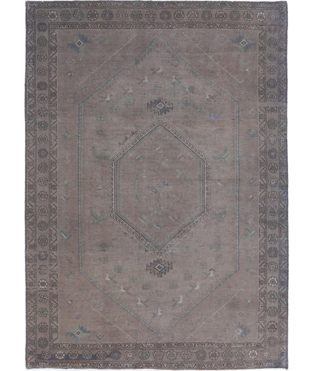 Hand Knotted Transitional Overdye Hamadan Wool Rug - 6'8'' x 9'5''