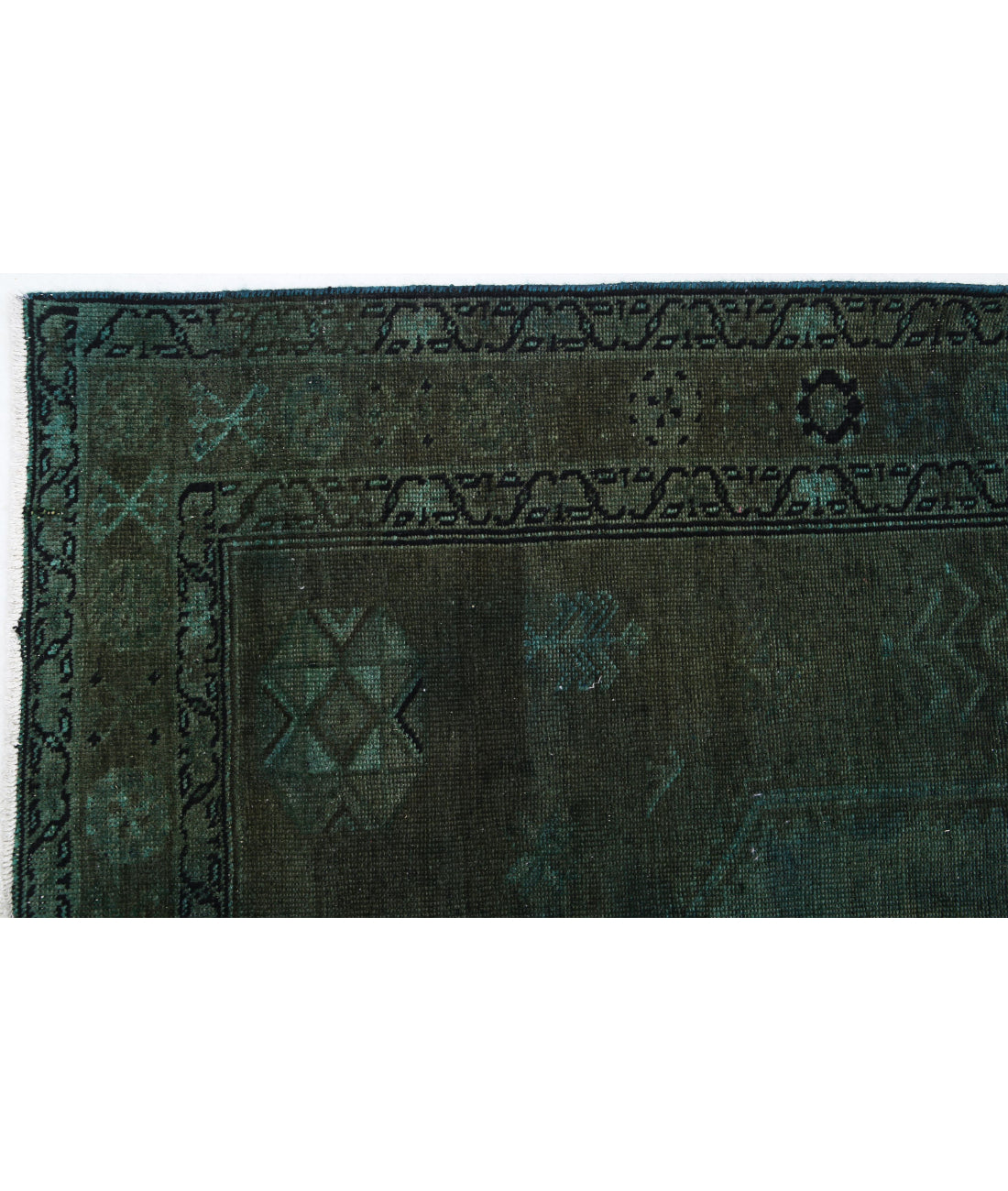 Hand Knotted Transitional Overdye Hamadan Wool Rug - 7'0'' x 9'8'' 7'0'' x 9'8'' (210 X 290) / Green / Charcoal