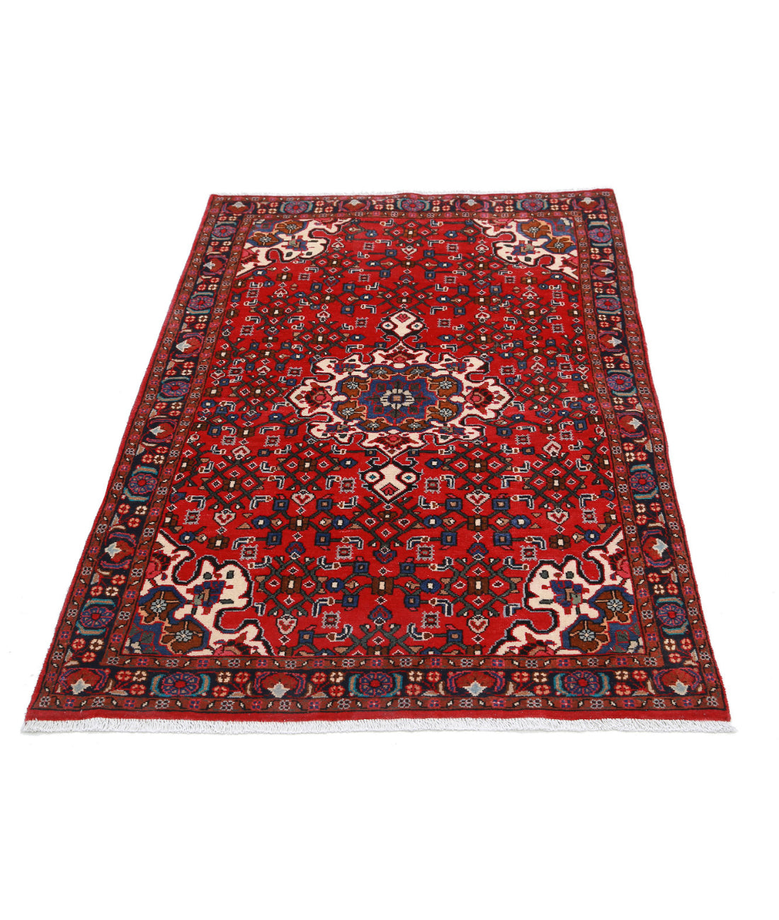 Hand Knotted Persian Hamadan Wool Rug - 3'3'' x 5'0'' 3'3'' x 5'0'' (98 X 150) / Red / Black