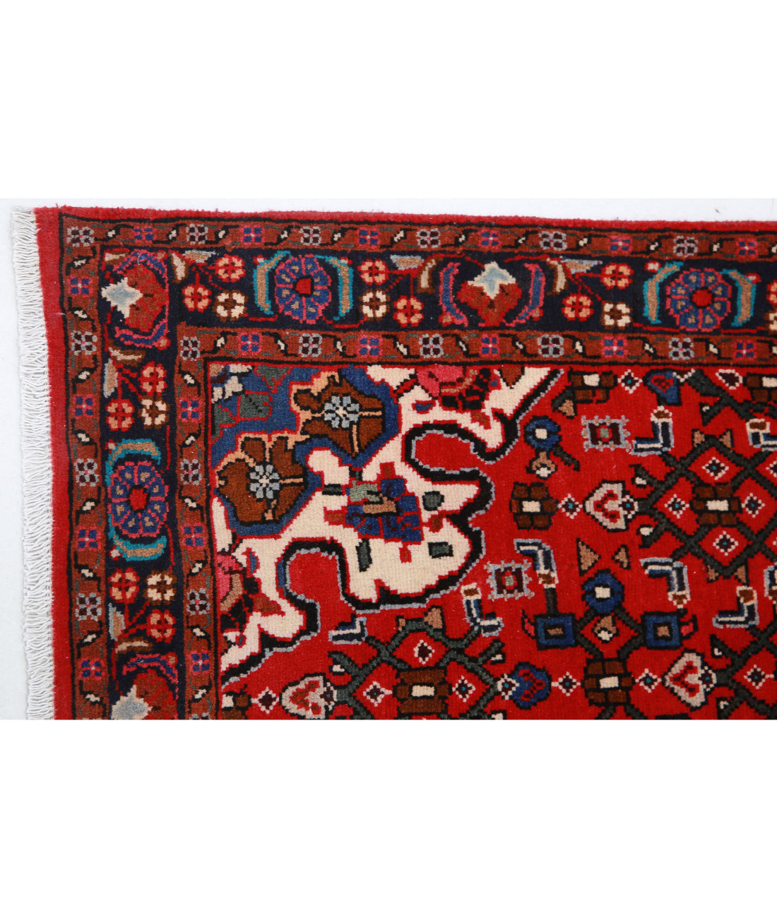 Hand Knotted Persian Hamadan Wool Rug - 3'3'' x 5'0'' 3'3'' x 5'0'' (98 X 150) / Red / Black
