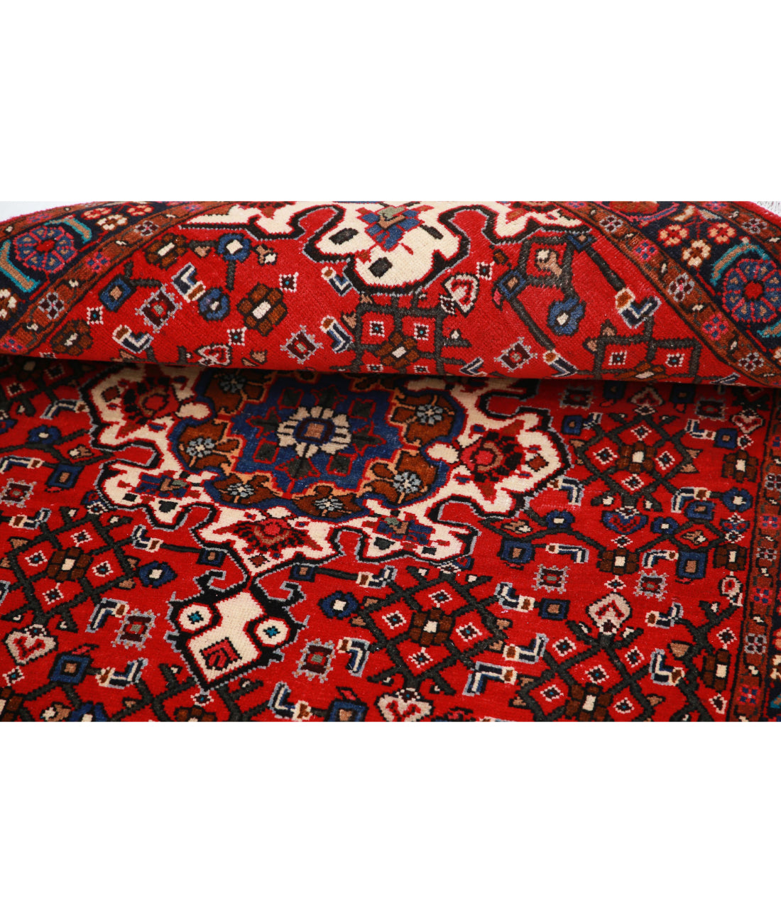Hand Knotted Persian Hamadan Wool Rug - 3'3'' x 5'0'' 3'3'' x 5'0'' (98 X 150) / Red / Black