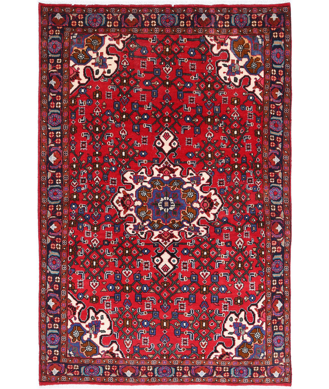 Hand Knotted Oriental Hamadan Wool Rug - 3'3'' x 5'0''