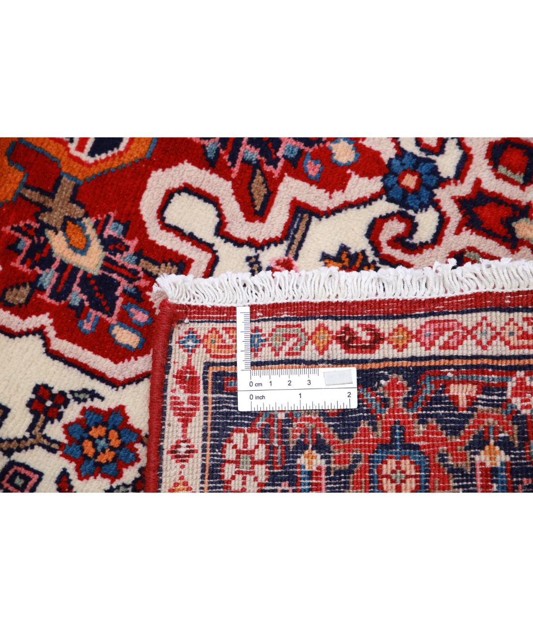 Hand Knotted Persian Hamadan Wool Rug - 3'3'' x 5'1'' 3'3'' x 5'1'' (98 X 153) / Ivory / Blue