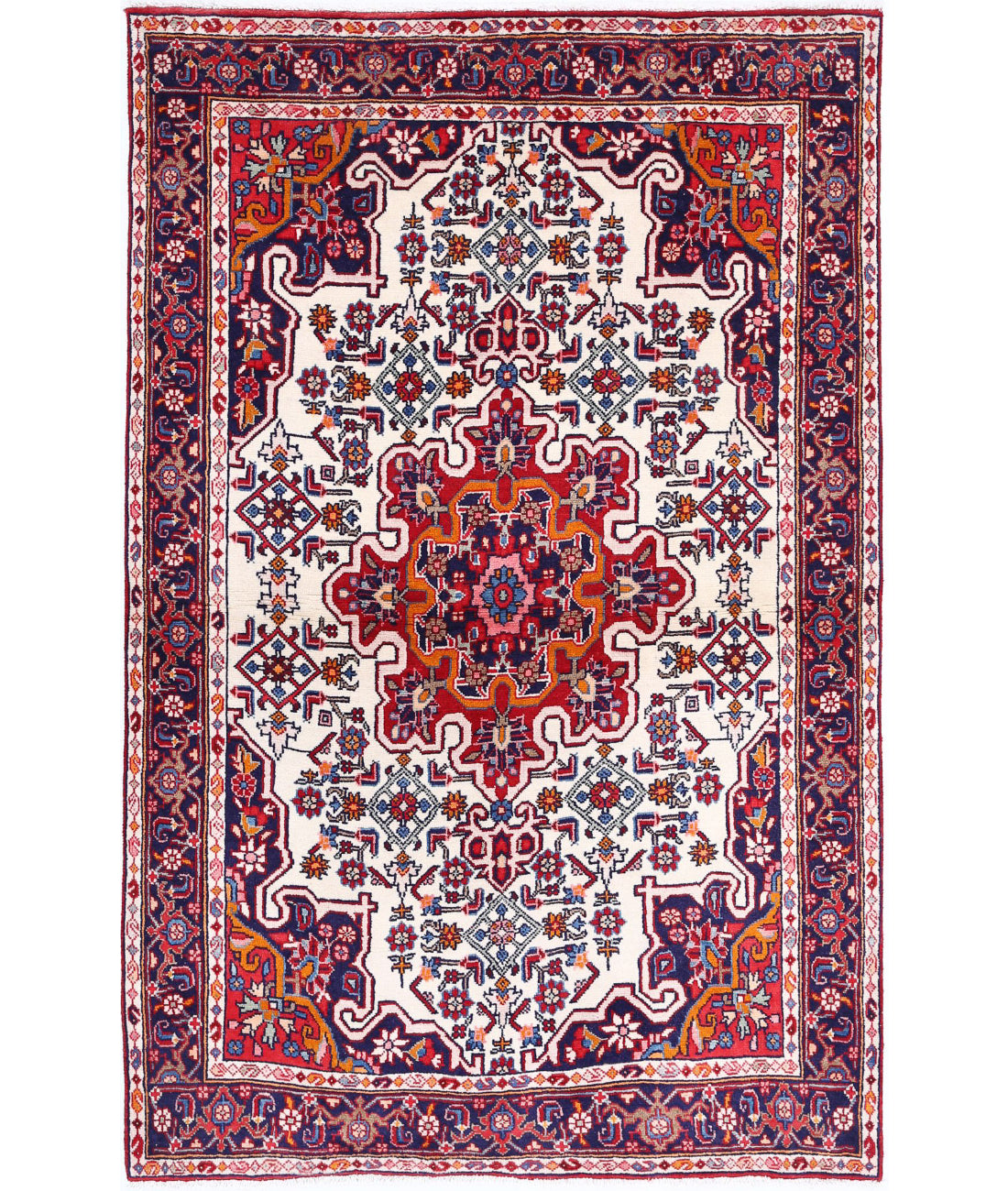 Hand Knotted Oriental Hamadan Wool Rug - 3'3'' x 5'1''