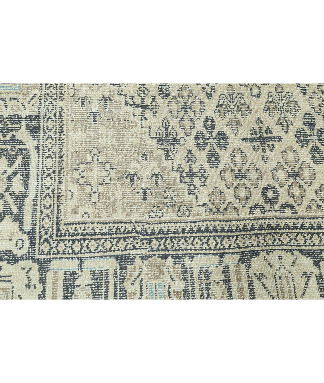 Hand Knotted Vintage Persian Hamadan Wool Rug - 6'10'' x 9'8'' 6'10'' x 9'8'' (205 X 290) / Beige / Grey