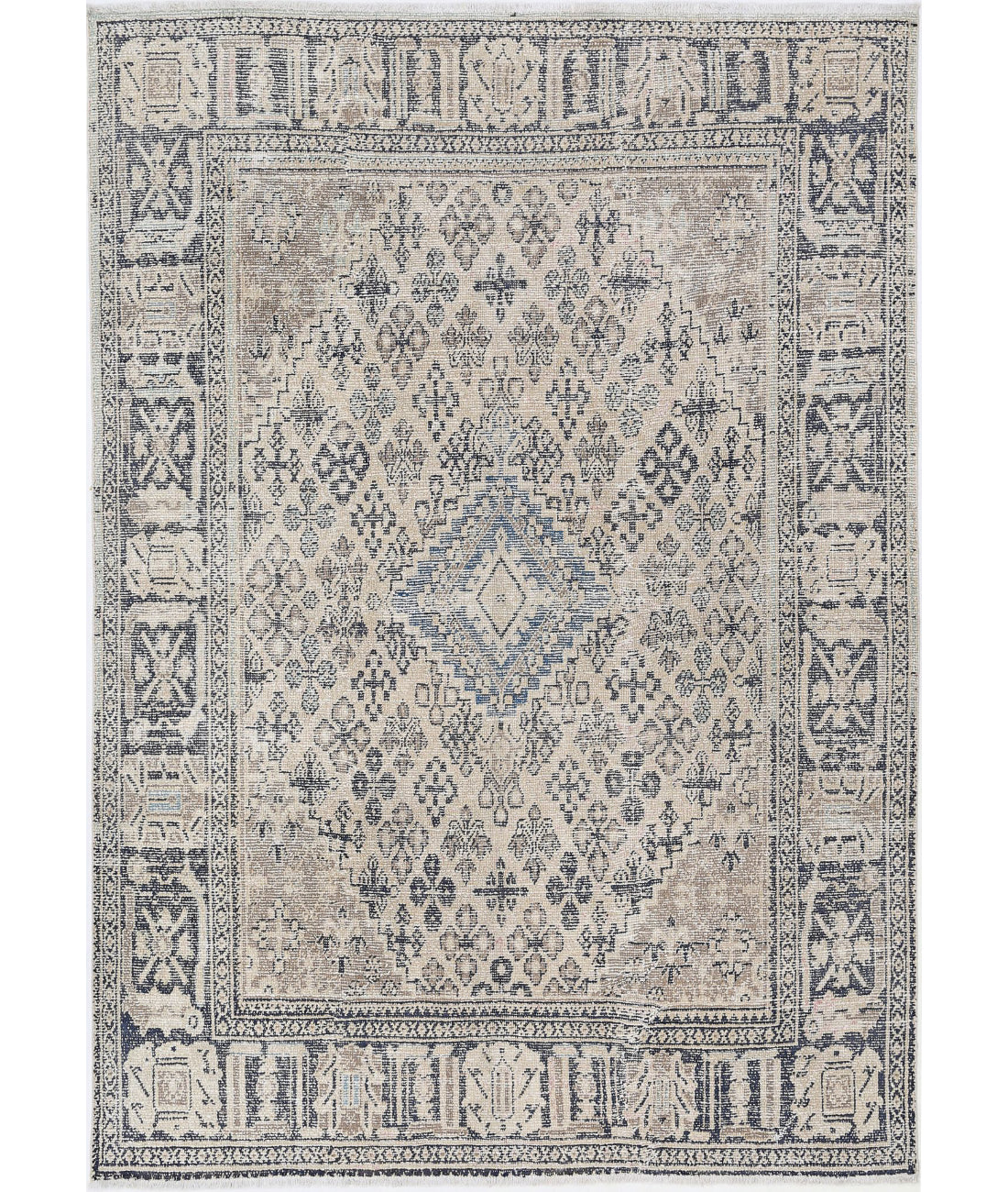 Hand Knotted Vintage Wool Rug - 6'10'' x 9'8''