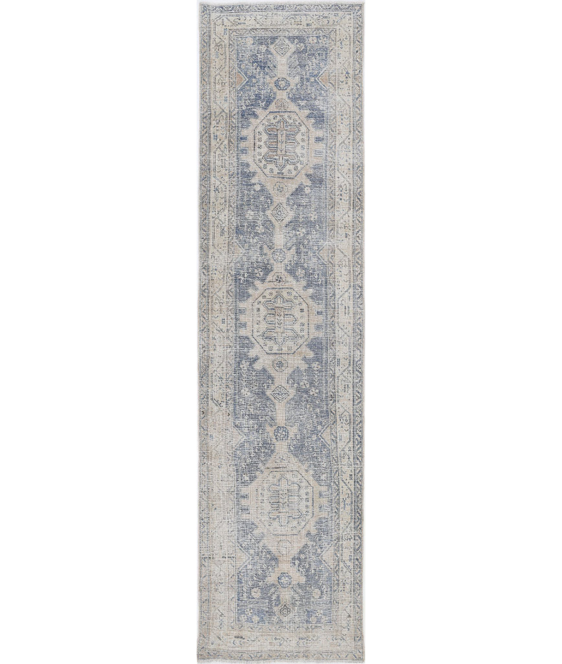 Hand Knotted Vintage Wool Rug - 3'5'' x 13'5''