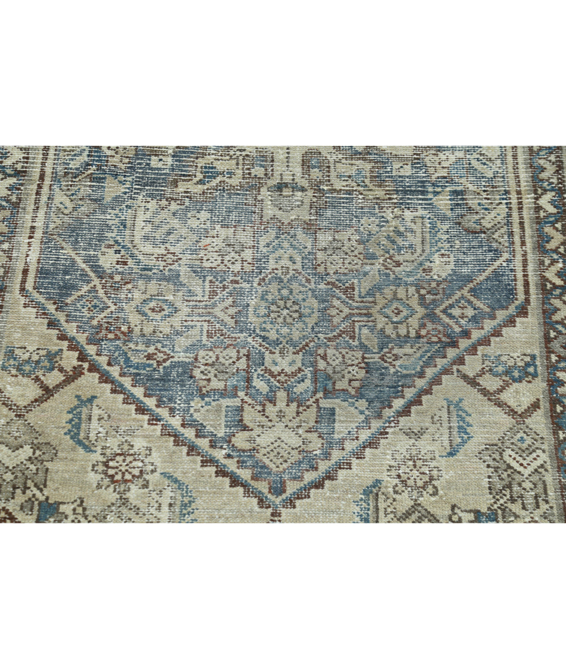 Hand Knotted Vintage Persian Hamadan Wool Rug - 3'7'' x 9'8'' 3'7'' x 9'8'' (108 X 290) / Taupe / Ivory