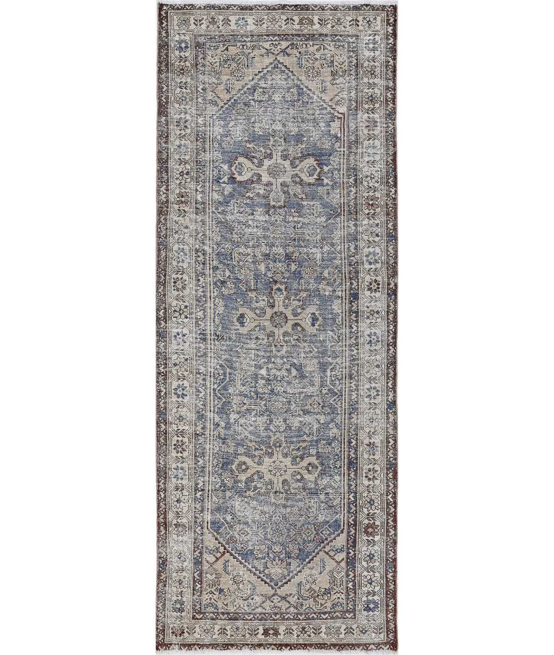 Hand Knotted Vintage Wool Rug - 3'7'' x 9'8''