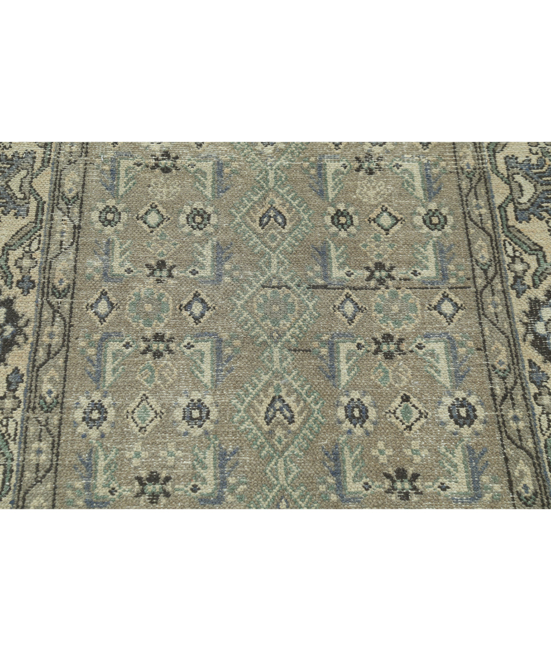 Hand Knotted Vintage Persian Hamadan Wool Rug - 3'8'' x 13'10'' 3'8'' x 13'10'' (110 X 415) / Taupe / Ivory