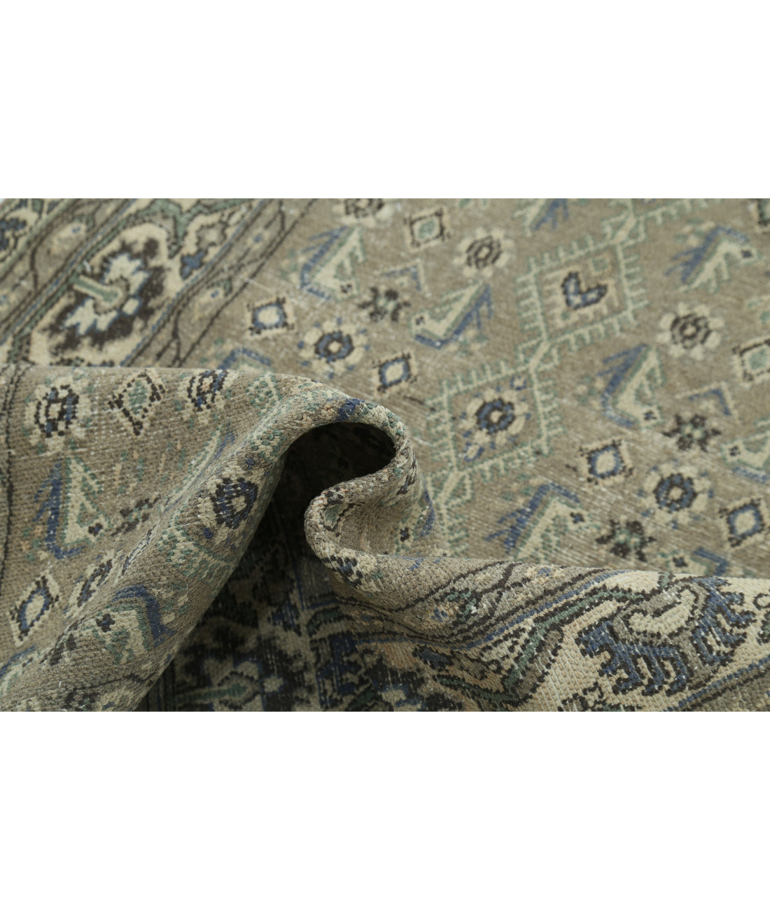 Hand Knotted Vintage Persian Hamadan Wool Rug - 3'8'' x 13'10'' 3'8'' x 13'10'' (110 X 415) / Taupe / Ivory