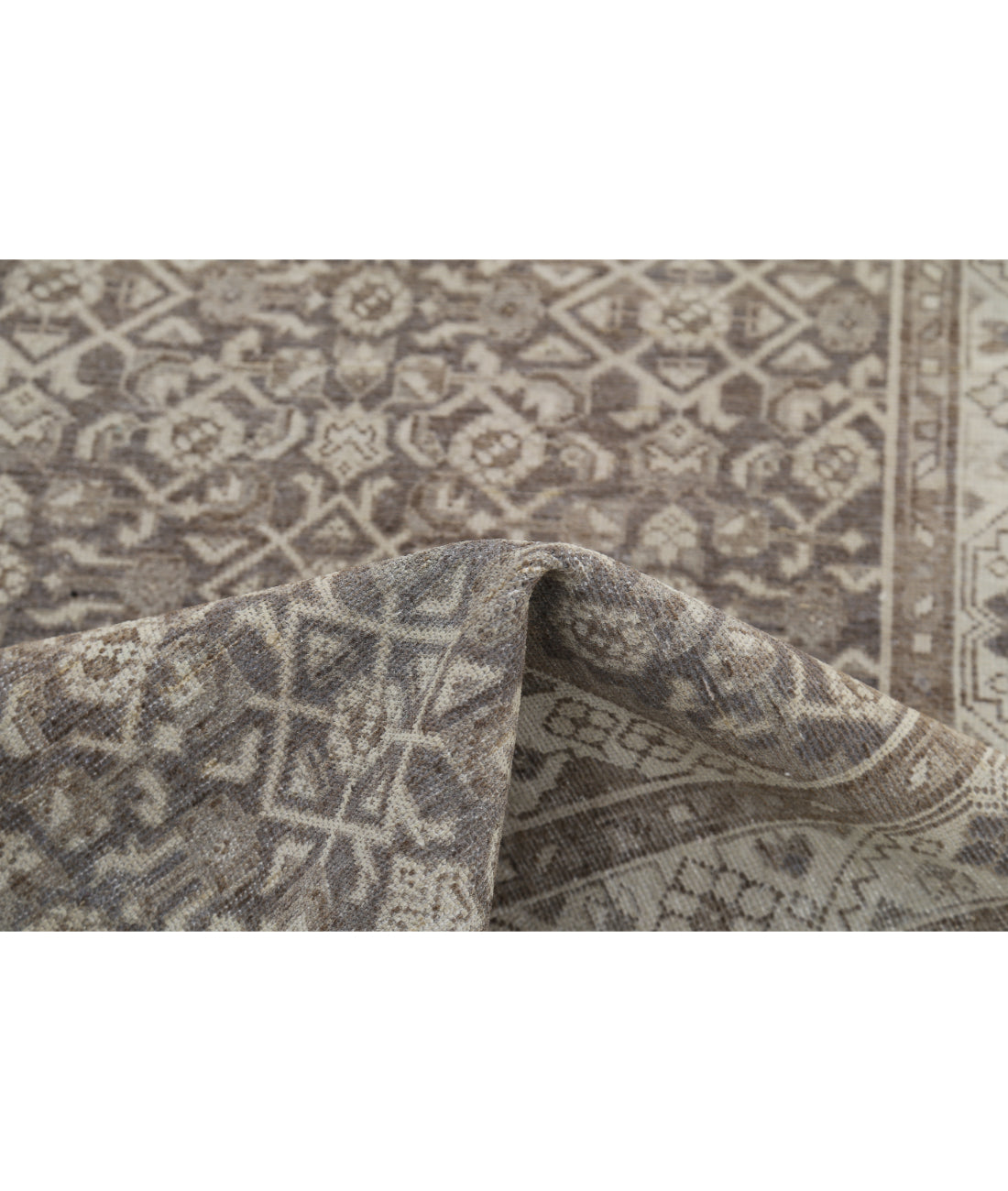 Hand Knotted Vintage Persian Hamadan Wool Rug - 3'3'' x 9'3'' 3'3'' x 9'3'' (98 X 278) / Grey / Ivory