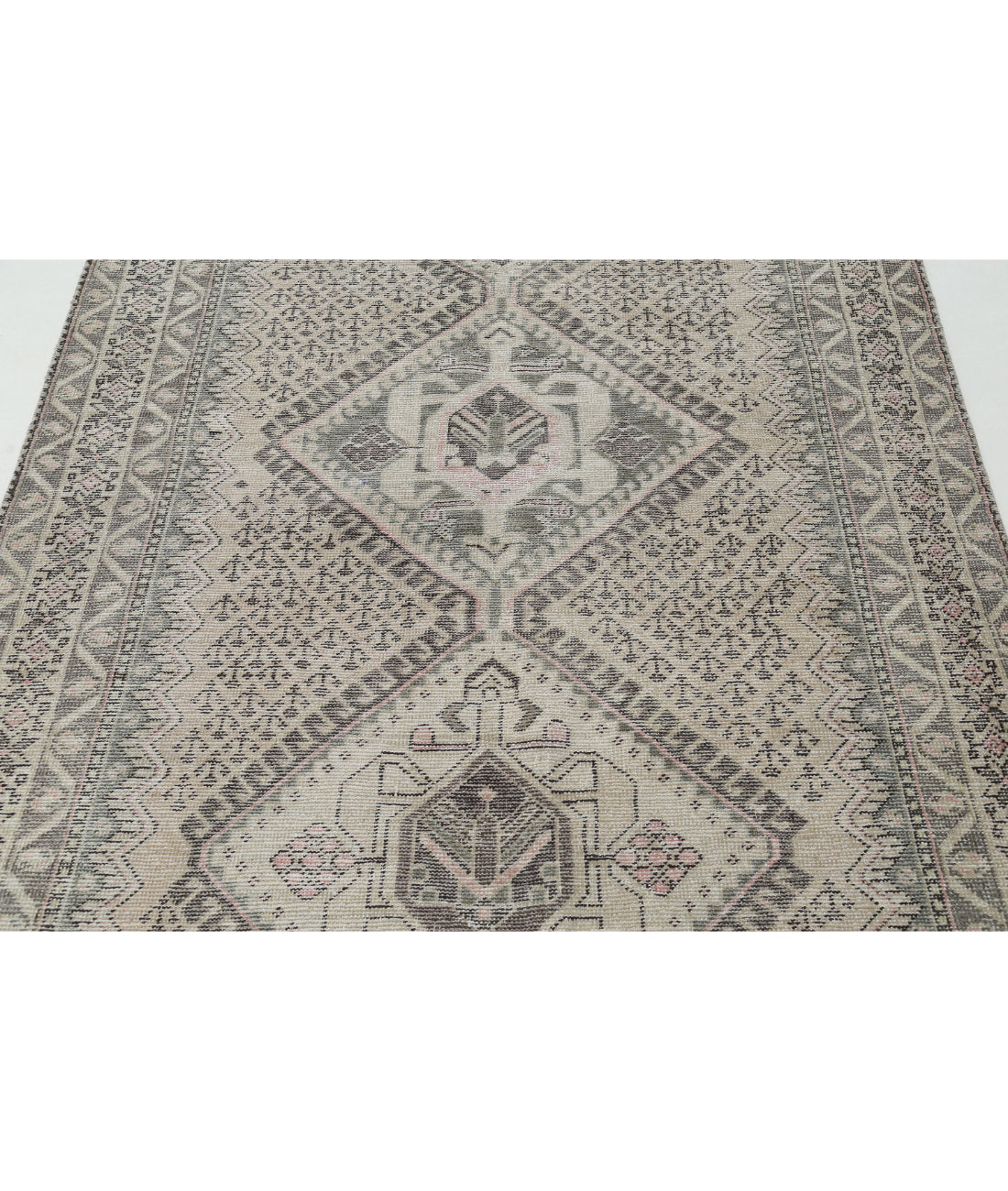 Hand Knotted Vintage Persian Hamadan Wool Rug - 4'10'' x 9'9'' 4'10'' x 9'9'' (145 X 293) / Ivory / Grey