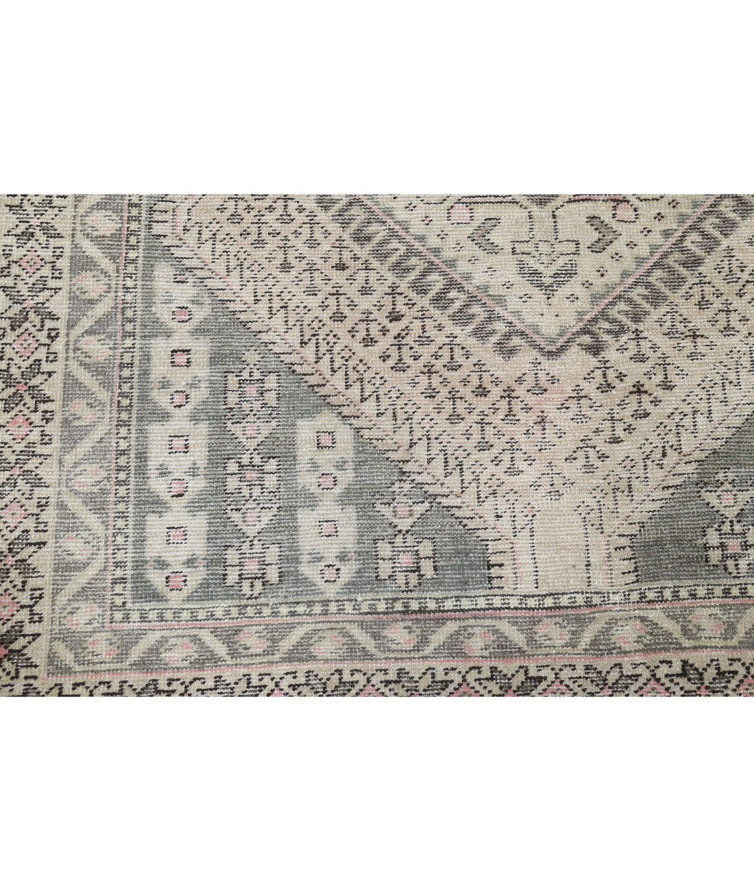 Hand Knotted Vintage Persian Hamadan Wool Rug - 4'10'' x 9'9'' 4'10'' x 9'9'' (145 X 293) / Ivory / Grey