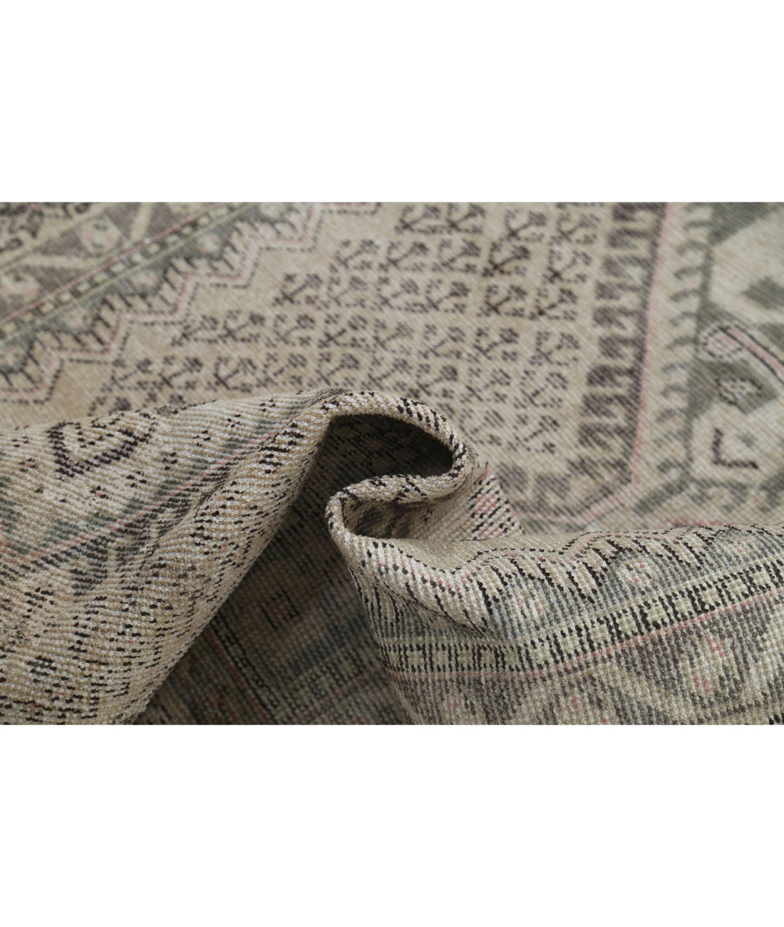 Hand Knotted Vintage Persian Hamadan Wool Rug - 4'10'' x 9'9'' 4'10'' x 9'9'' (145 X 293) / Ivory / Grey