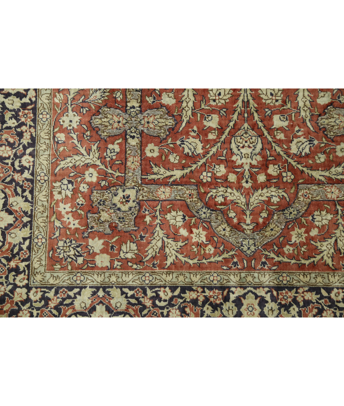 Hand Knotted Masterpiece Hereke Fine Silk & Gold Rug - 2'7'' x 3'11'' 2'7'' x 3'11'' (78 X 118) / Rust / Blue