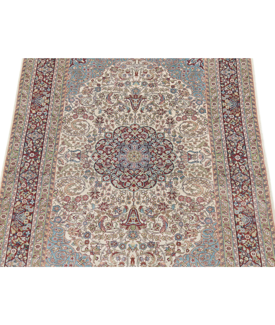 Hand Knotted Masterpiece Hereke Fine Silk Rug - 2'7'' x 4'0'' 2'7'' x 4'0'' (78 X 120) / Ivory / Red