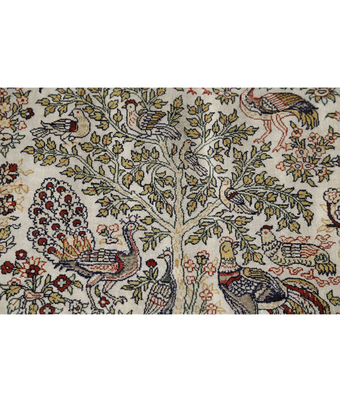 Hand Knotted Masterpiece Hereke Fine Silk Rug - 2'7'' x 3'11'' 2'7'' x 3'11'' (78 X 118) / Ivory / Rust