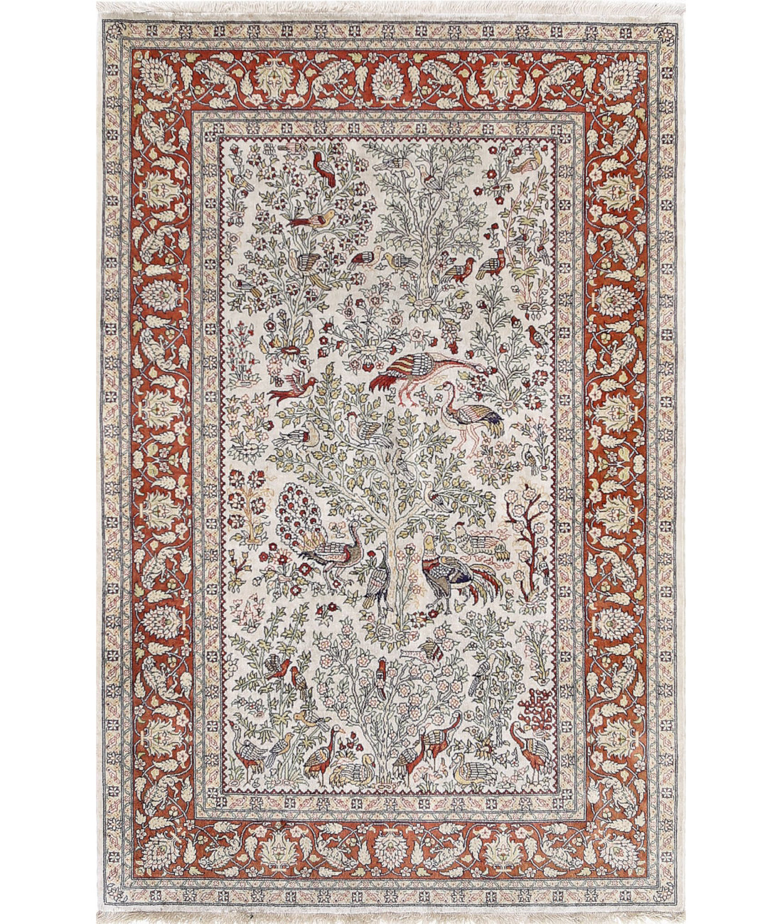 Hand Knotted Masterpiece Hereke Fine Silk Rug - 2'7'' x 3'11''
