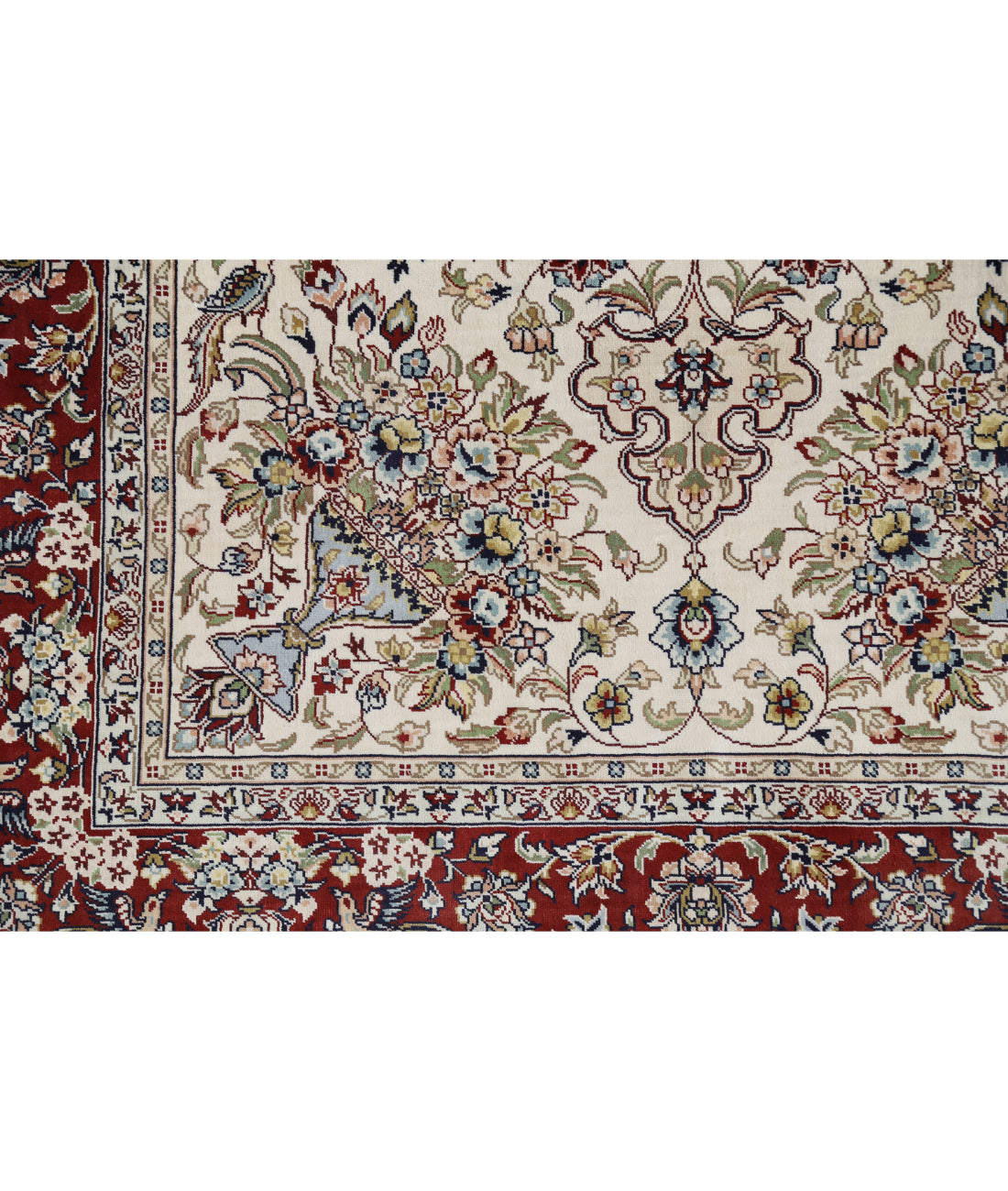 Hand Knotted Masterpiece Hereke Fine Silk Rug - 2'7'' x 4'0'' 2'7'' x 4'0'' (78 X 120) / Ivory / Red