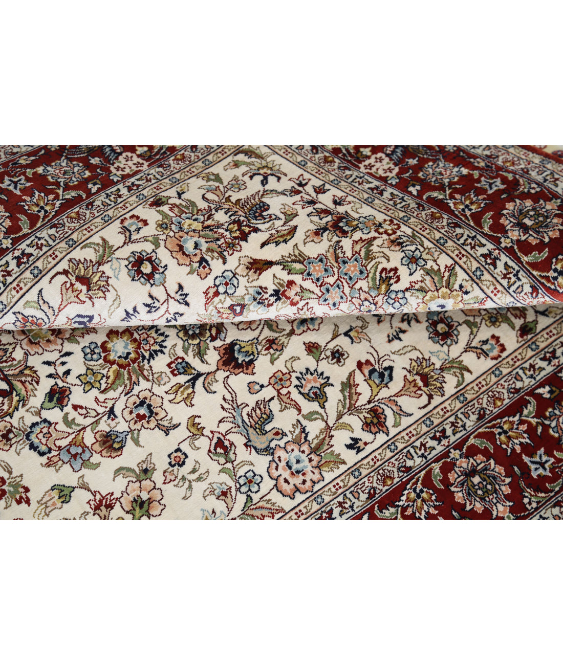 Hand Knotted Masterpiece Hereke Fine Silk Rug - 2'7'' x 4'0'' 2'7'' x 4'0'' (78 X 120) / Ivory / Red