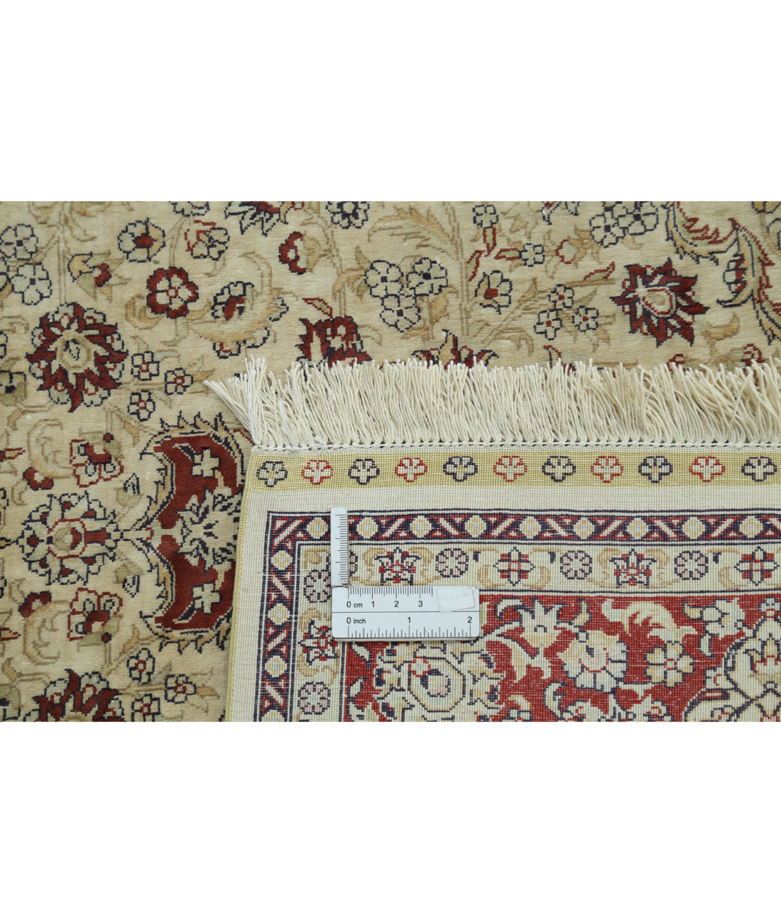 Hand Knotted Masterpiece Hereke Fine Silk Rug - 3'1'' x 4'10'' 3'1'' x 4'10'' (93 X 145) / Beige / Red