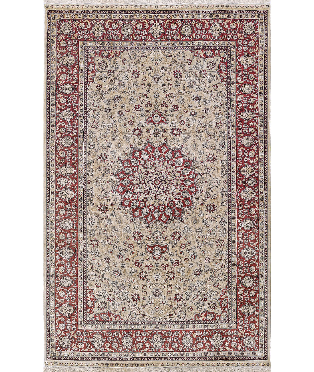 Hand Knotted Masterpiece Hereke Fine Silk Rug - 3'1'' x 4'10''