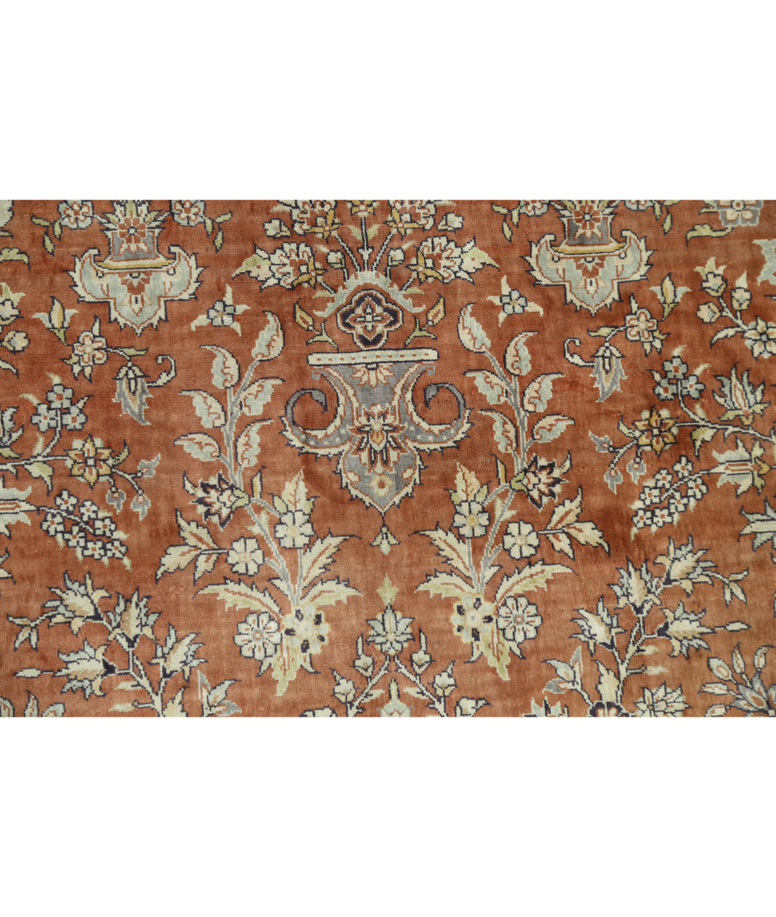 Hand Knotted Masterpiece Hereke Fine Silk Rug - 3'0'' x 4'11'' 3'0'' x 4'11'' (90 X 148) / Rust / Grey