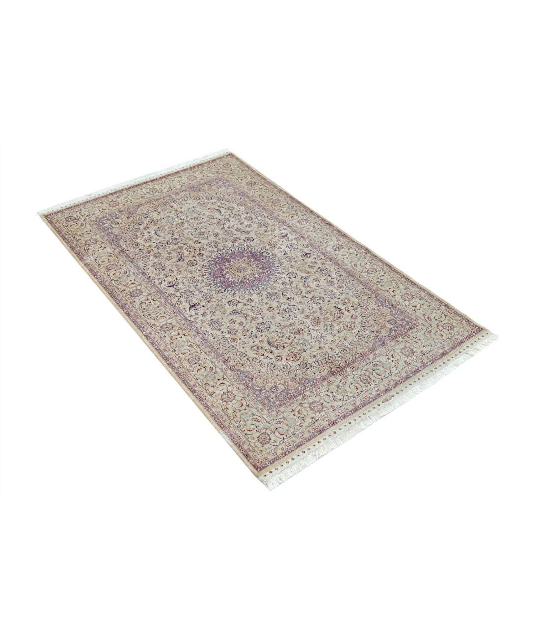 Hand Knotted Masterpiece Hereke Fine Silk Rug - 3'0'' x 5'0'' 3'0'' x 5'0'' (90 X 150) / Beige / Beige