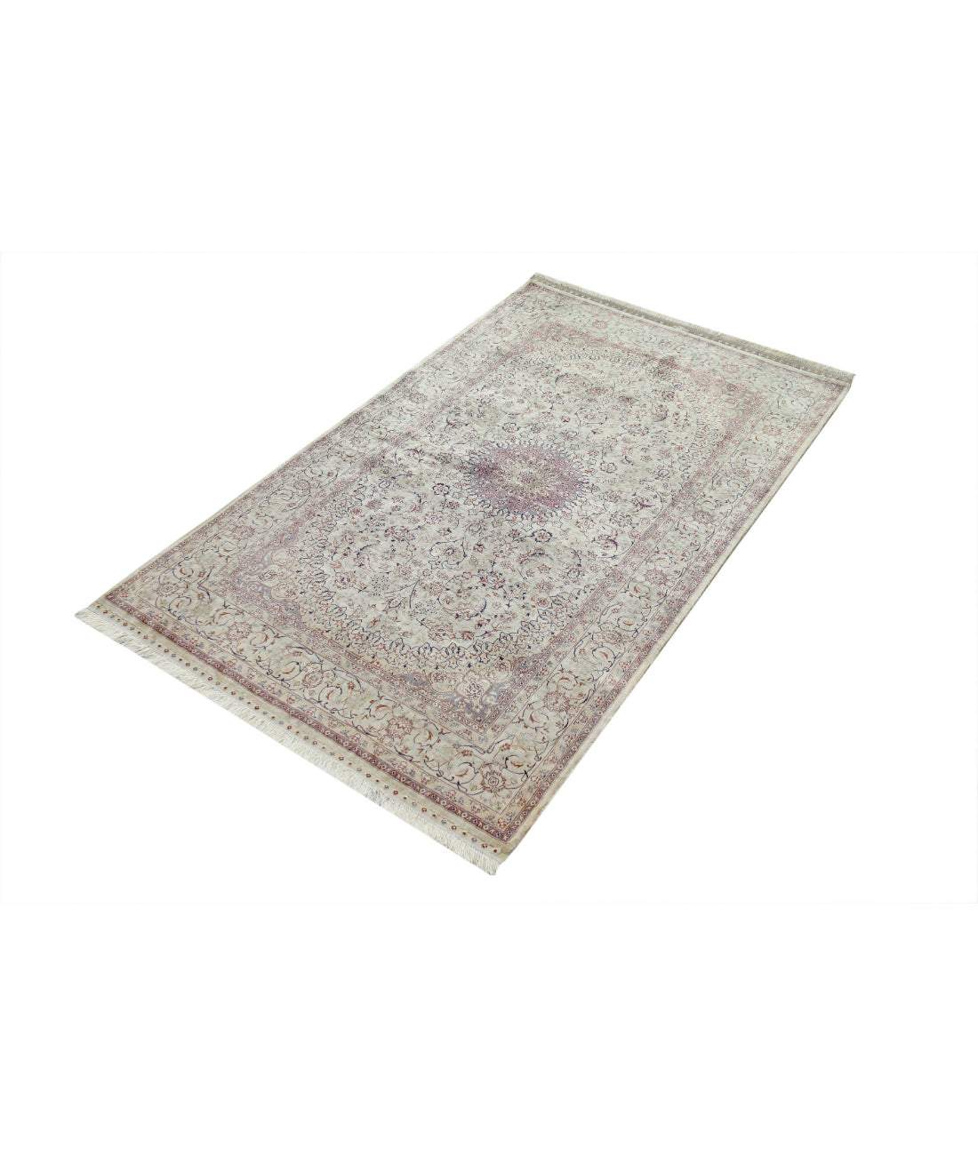 Hand Knotted Masterpiece Hereke Fine Silk Rug - 3'0'' x 5'0'' 3'0'' x 5'0'' (90 X 150) / Beige / Beige