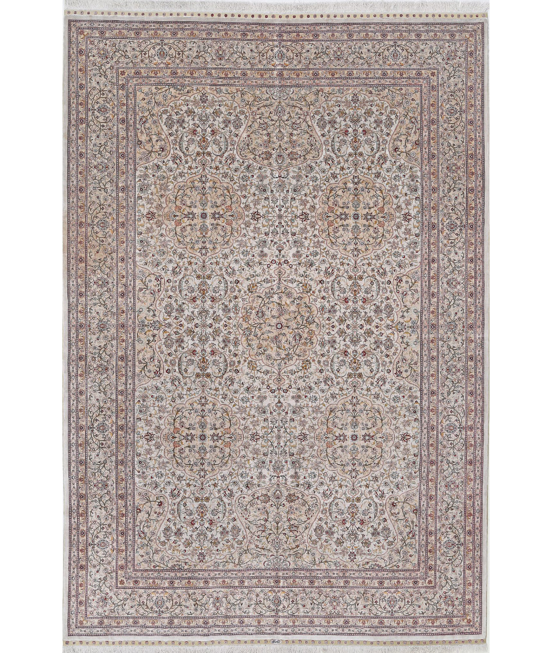 Hand Knotted Masterpiece Hereke Fine Silk Rug - 6'0'' x 9'0''