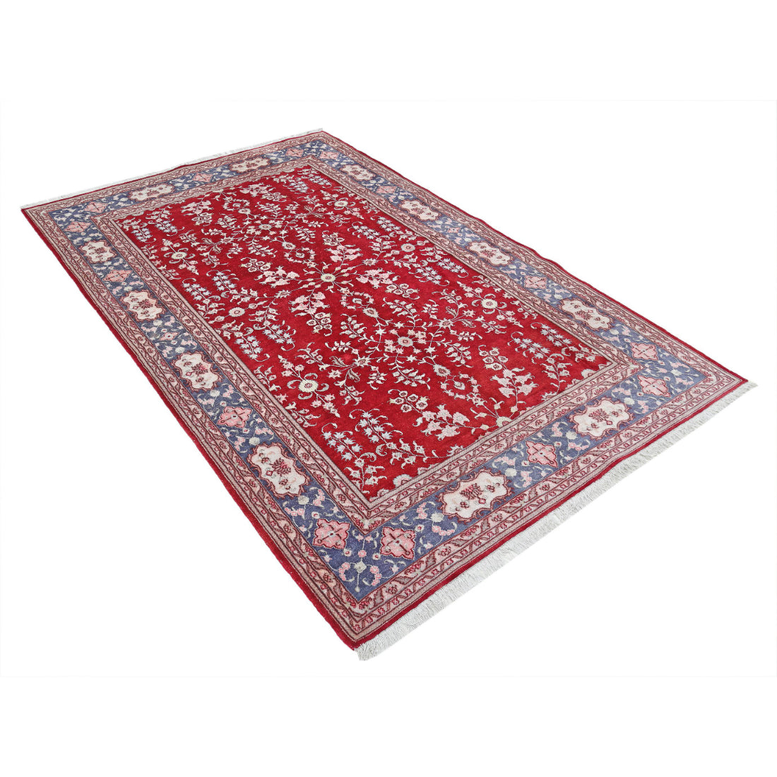 Alfombra de seda tradicional Hereke Art anudada a mano - 5'0'' x 7'9''