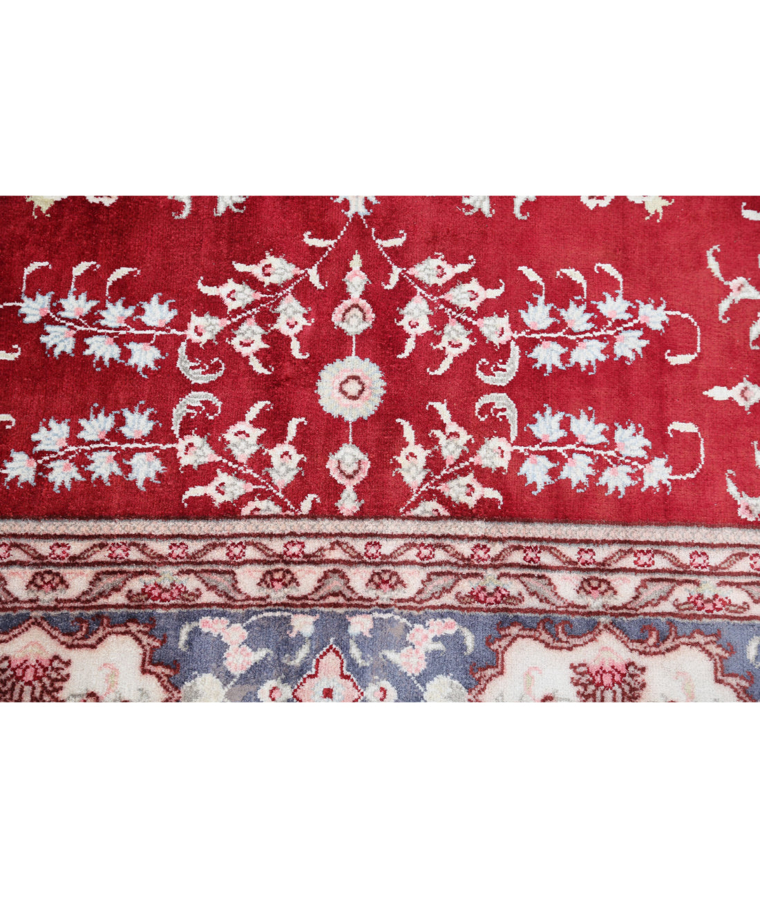 Hand Knotted Traditional Hereke Art Silk Rug - 5'0'' x 7'9'' 5'0'' x 7'9'' (150 X 233) / Red / Grey