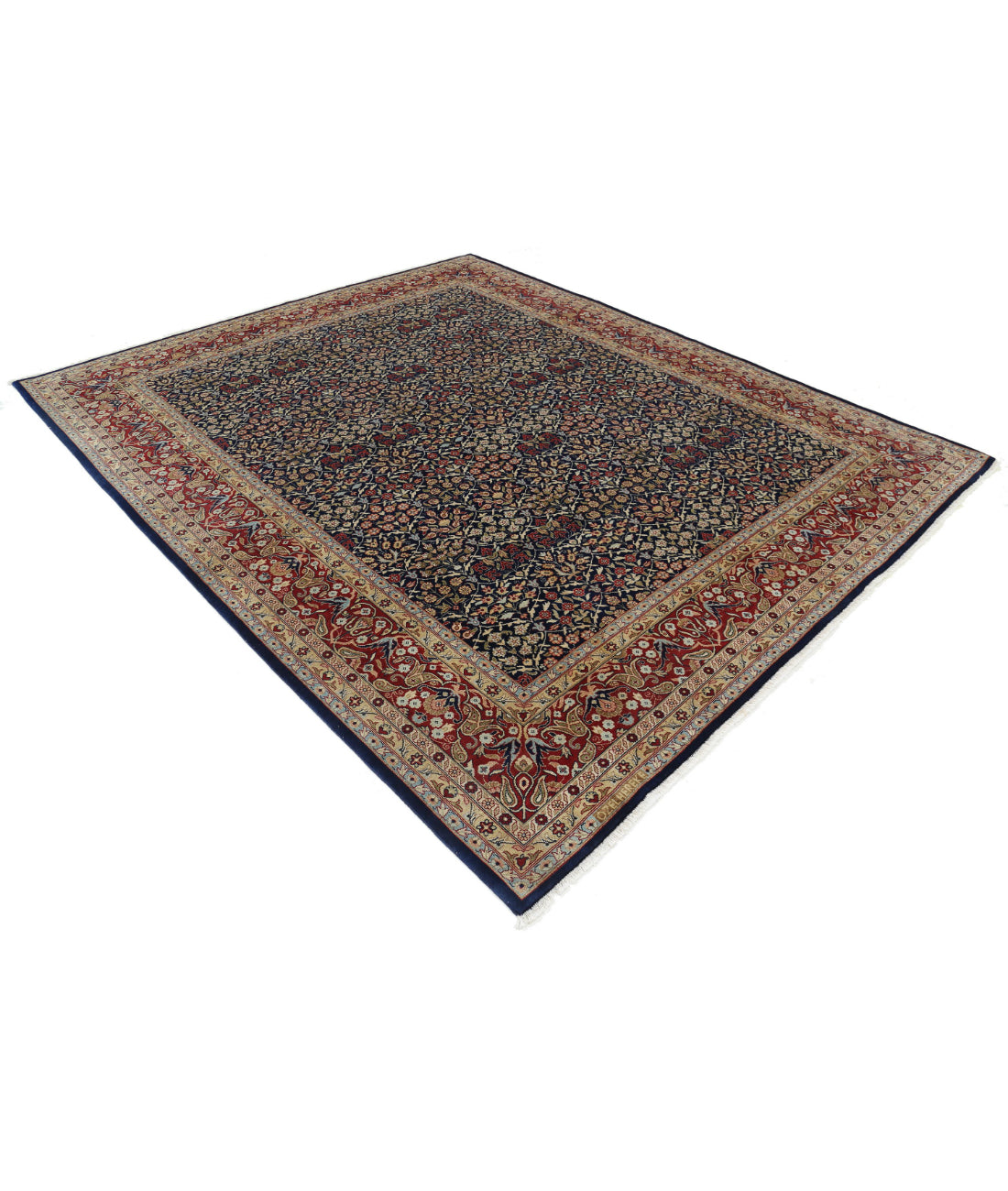 Hand Knotted Hereke Wool Rug - 8'0'' x 9'9'' 8'0'' x 9'9'' (240 X 293) / Blue / Red