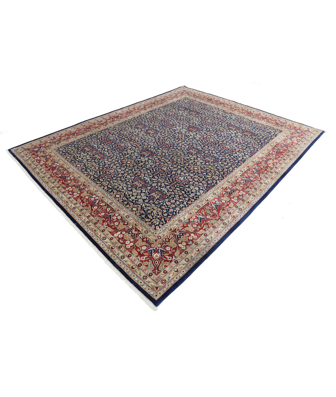 Hand Knotted Hereke Wool Rug - 8'0'' x 9'9'' 8'0'' x 9'9'' (240 X 293) / Blue / Red