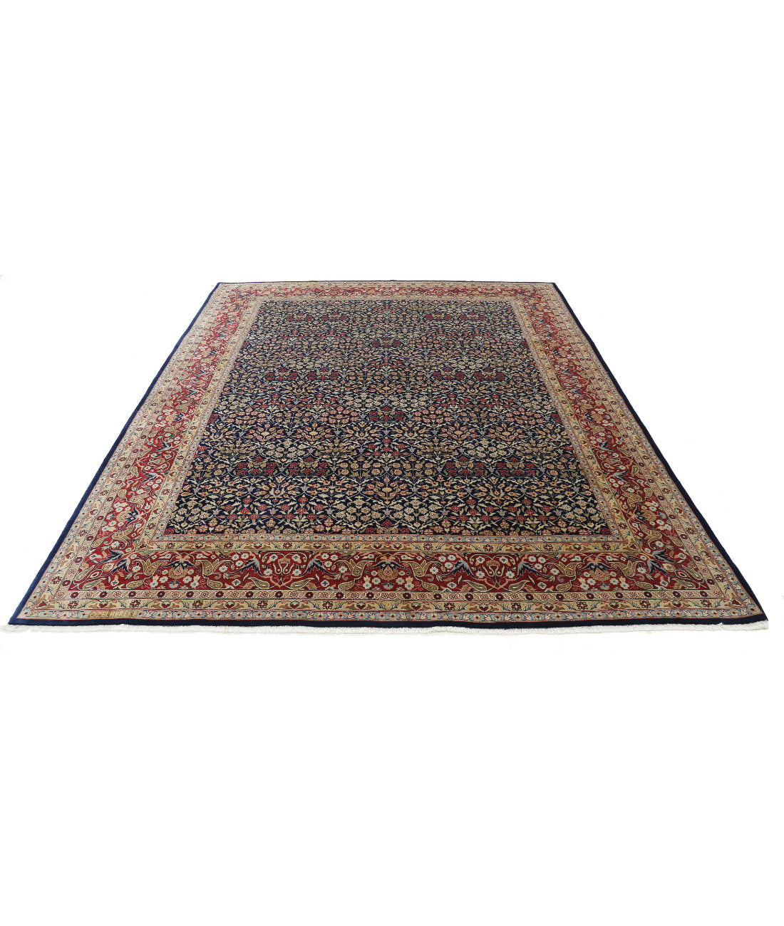 Hand Knotted Hereke Wool Rug - 8'0'' x 9'9'' 8'0'' x 9'9'' (240 X 293) / Blue / Red
