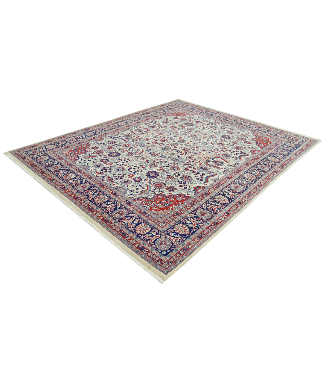 Hand Knotted Heritage Fine Persian Style Wool Rug - 8'1'' x 9'11'' 8' 1" X 9' 11" (246 X 302) / Ivory / Blue